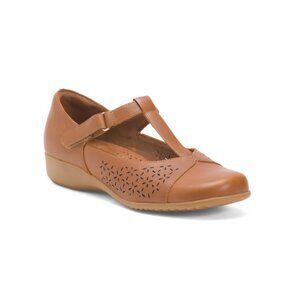 COBB HILL ROCKPORT Natural Leather Rowen Comfort T-strap Shoes